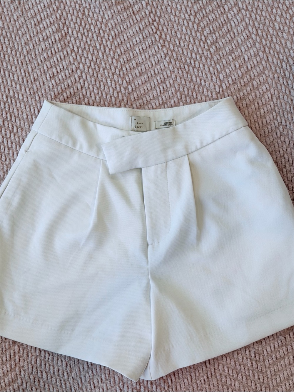 a new day Cream High-Waist Pleated Tailored Shorts